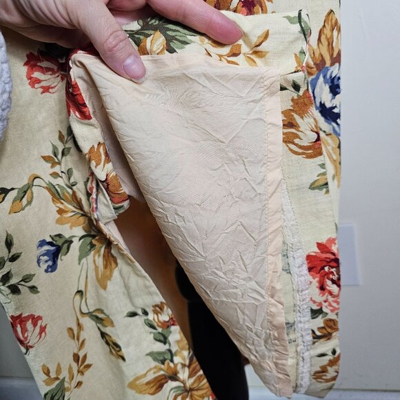 VTG 90s Talbots Floral Linen Blend Dress 14P Midi Button Up Prairie Cottagecore - Picture 6 of 12